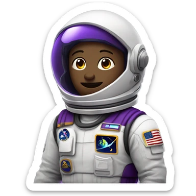 astronauta morado con el visor cerrado,que no se vea su rostro y que tenga traje negro sticker