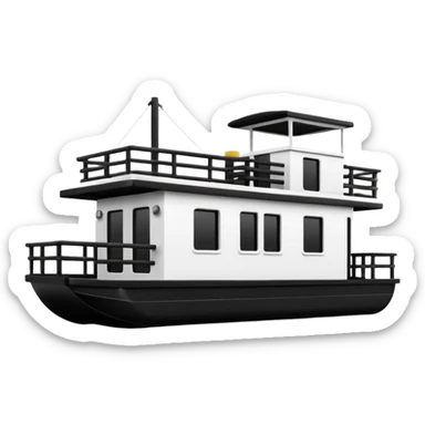 Simple black and white houseboat very basic sticker