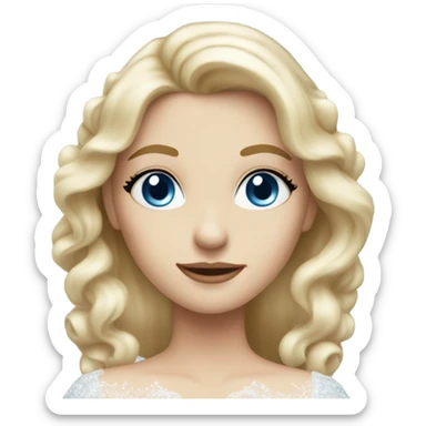 Beautiful blond girl with blue eyes and long wedding dress sticker