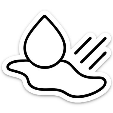 outlined icon of a water droplet sliding on glossy black paint of a premium vehicle, clean lines, subtle repellent effect with water lines moving away, modern and simple sticker