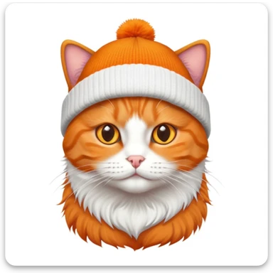 an orange cat wearing a beanie and a white t-shirt  sticker