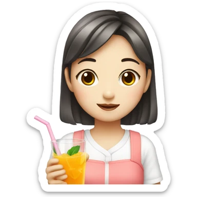 korean girl with summer juice sticker
