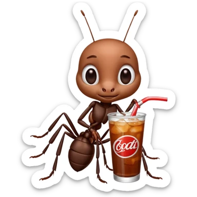 ant drinkig soda sticker