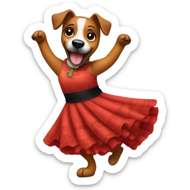 Dog dancing salsa with a flamenco dress sticker