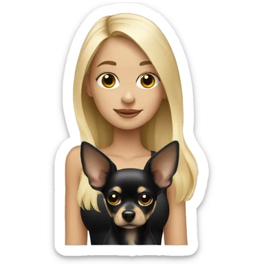Blonde girl with black chihuahua sticker