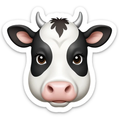 cinematic-noble-black-and-white-cow calf-portrait-emoji,-poised-and-regal,-with-a-large,-sturdy-build-and-a-beautifully-patterned-hide-of-rich-black-accented-by-crisp-white-patches,-deep-set-soulful-brown-eyes,-simplified-yet-sharp-and-sophisticated sticker
