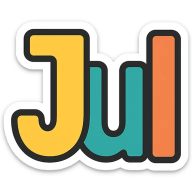 decorative icon of the word 'Jul' sticker