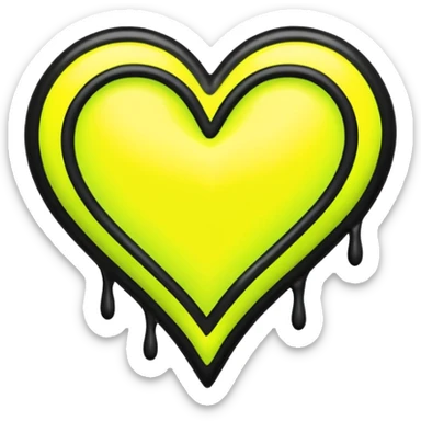 A neon yellow heart with black brushes inside the heart and The text UVP inside the heart sticker
