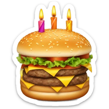 Hamburger with birthday candles  sticker