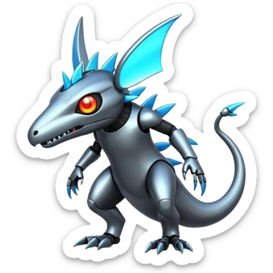 Modern Cyber Lombax-Fakémon-creature, full body sticker