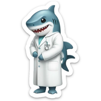 a cute shark wearing a medical gown sticker