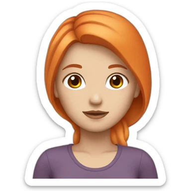 White Girl with brown eyes and orange hair sticker
