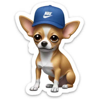 Chihuahua wearing a nike hat sticker