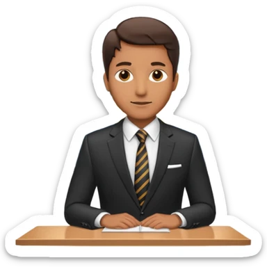 a man standing in front of the presentation table  sticker