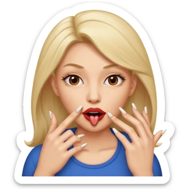 Big lips long nails bestie circle head biting her 1 nail sticker