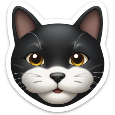 black cat with white underbelly upto chin sticker