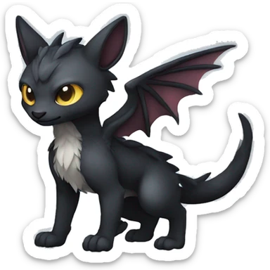 Cute cool fantasy dark-themed animal hybrid Fakemon full body sticker