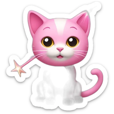 Pink cat with a magic wand  sticker