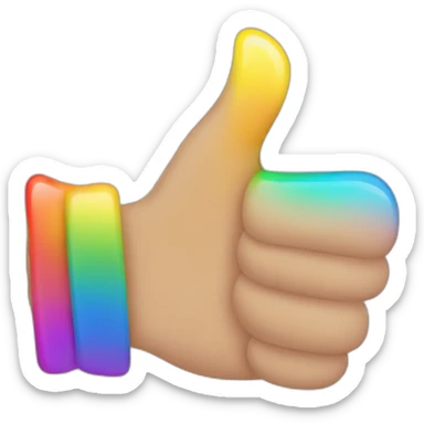 three separate thumbs up rainbow sticker