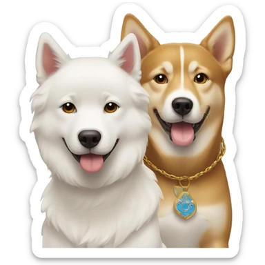 Two châtain  boy and One golden y usky  sticker