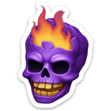 purple flaming skull face sticker