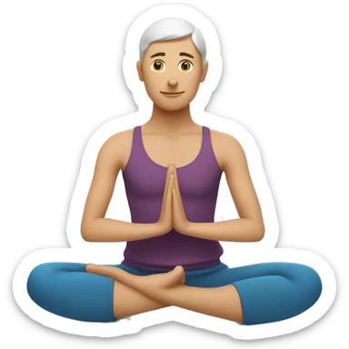 persona en posicion de yoga con manos unidas en palma sticker