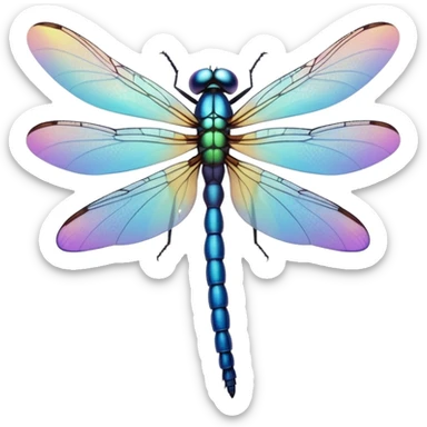 Peaceful Dragonfly change color  keep  black background  sticker