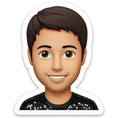 Enrique Iglesias with dark brown hair, black sequin outfit sticker