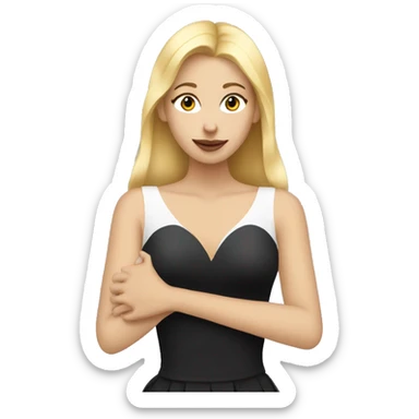 Blonde woman wearing common French high fashion making a heart with her hands sticker