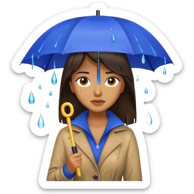 she getting wet (umbrella, dripping dark hair) sticker