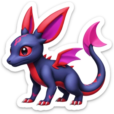 Cute Exotic Colorful Guilmon-Salandit-Umbreon-Fakémon-hybrid-creature (full body)  sticker