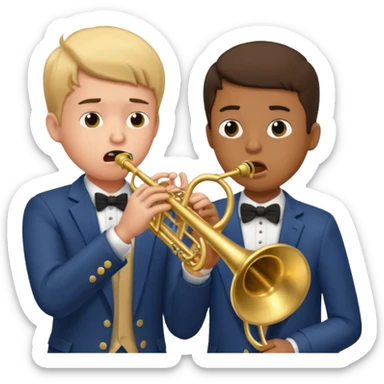 Boy with trumpet aruguing with boy with trombone sticker