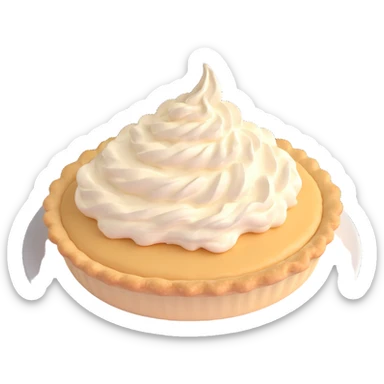 cream pie with a small cream splash, crust still mostly intact, playful, no background, same angle sticker