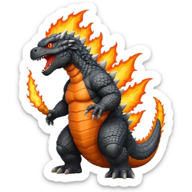 A Godzilla with fire in mouth sticker