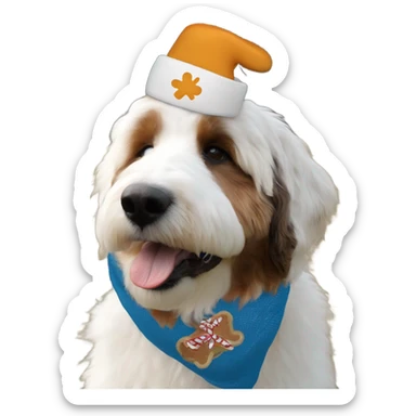 Bernedoodle with tennessee smokies hat and scarf sticker