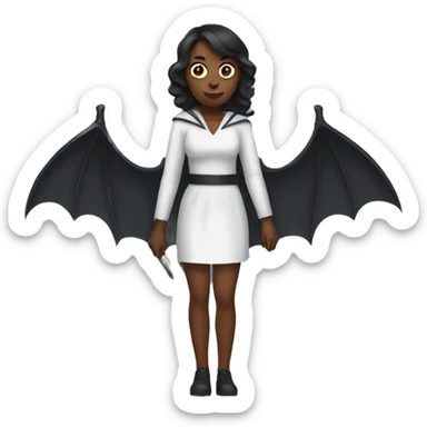 woman with bat wings sticker