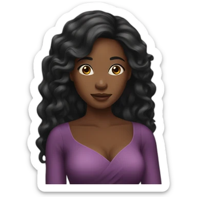 Black women with long hair princess sticker