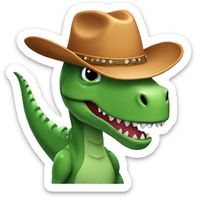 Dino with cowboy hat sticker