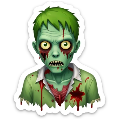 zombie with green skin and torn clothes sticker