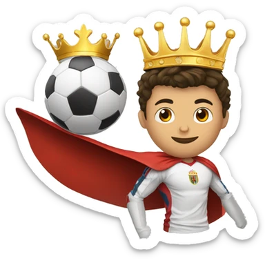 Cristiano Ronaldo avec une couronne et une cape et un ballon de football  sticker