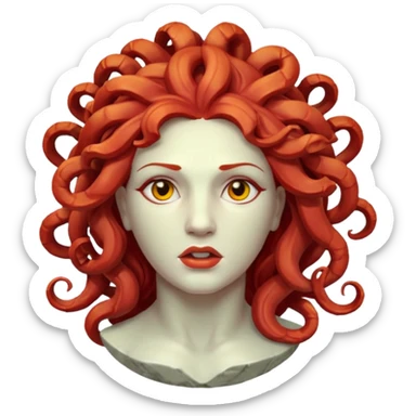 statue head medusa red hair marble sticker