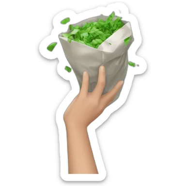 hand dropping waste downwards sticker