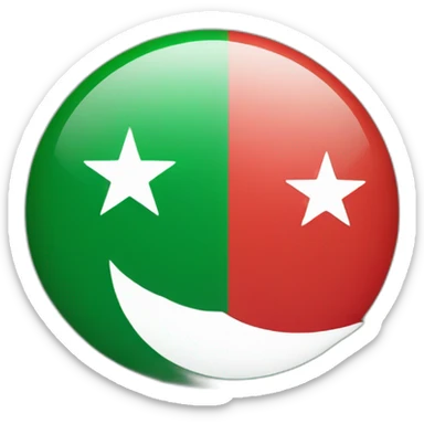 Half green and half red with moon and a star like Pakistani flag sticker