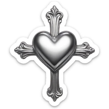 chrome heart cross sticker