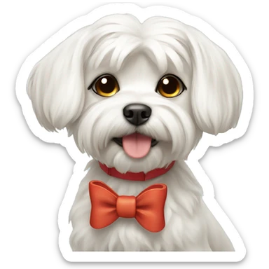 Maltese dog with bow sticker