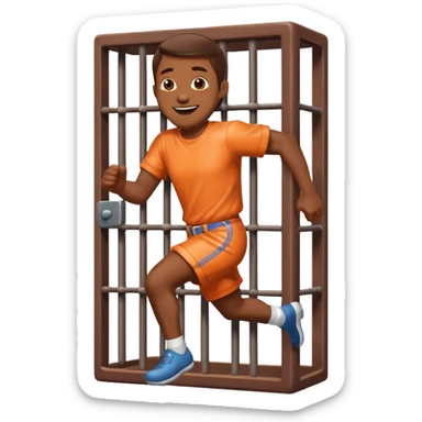guy made of of sweet candy running out of a prison cell sticker