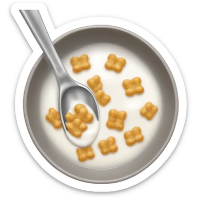 A bowl of cereal milk and a spoon sticker
