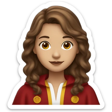 Wavy brown haired girl wearing Gryffindor red robe sticker