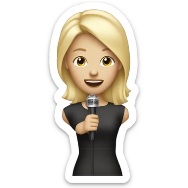Blonde girl singing into a microphone sticker