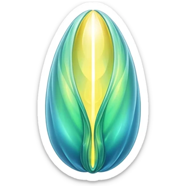 glowing green-blue ethereal magical cocoon with yellow magical aura, translucent, magical symbol, soft curves, gentle green-blue hues sticker